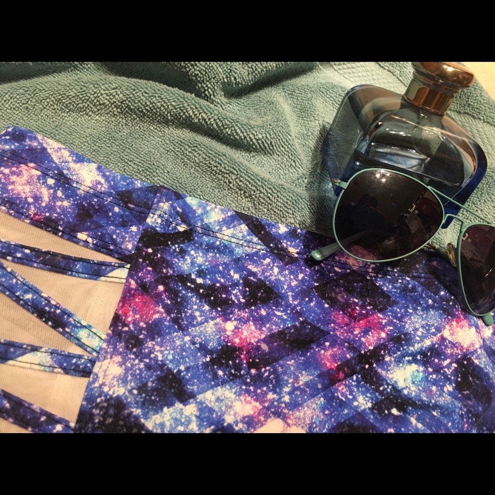 Torrid Swim Bikini Bottom Blue Space Geo Galaxy 2